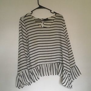 White & Black Striped Blouse